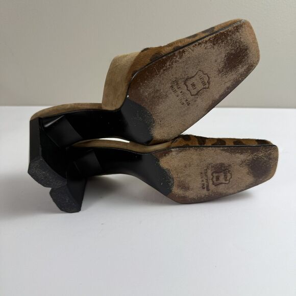 Stuart Weitzman Brown Leopard Print Heeled Mules Calf-hair and leather - Picture 8 of 10